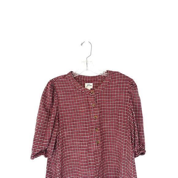 J.Crew‎ Pink Brushed Flannel Heritage Plaid Goblincore Popover Dress Small - Picture 3 of 12